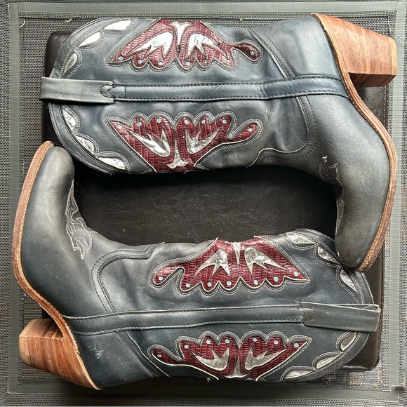 Miss Capezio Grey/Blue Butterfly Tall Cowboy Boots - Picture 4 of 12